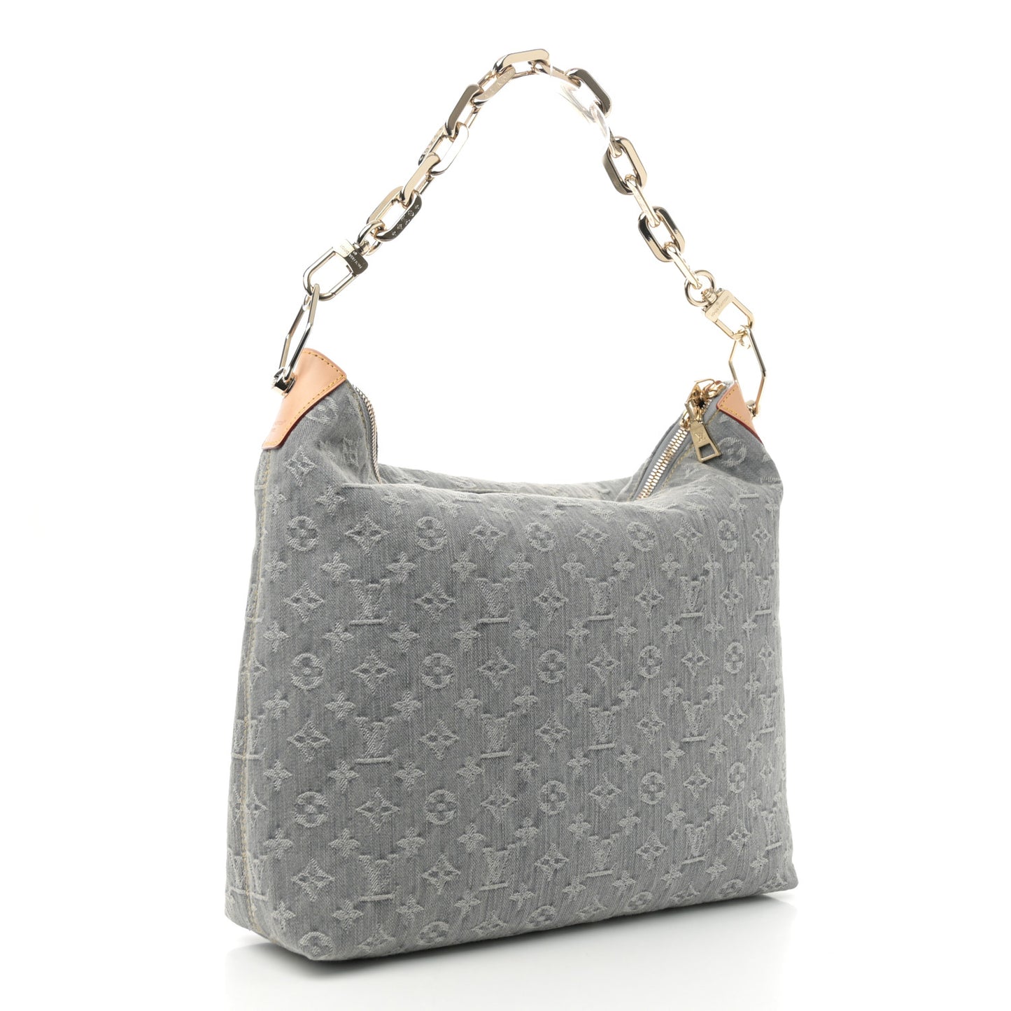 Monogram Denim Coussin Hobo MM Washed Gray