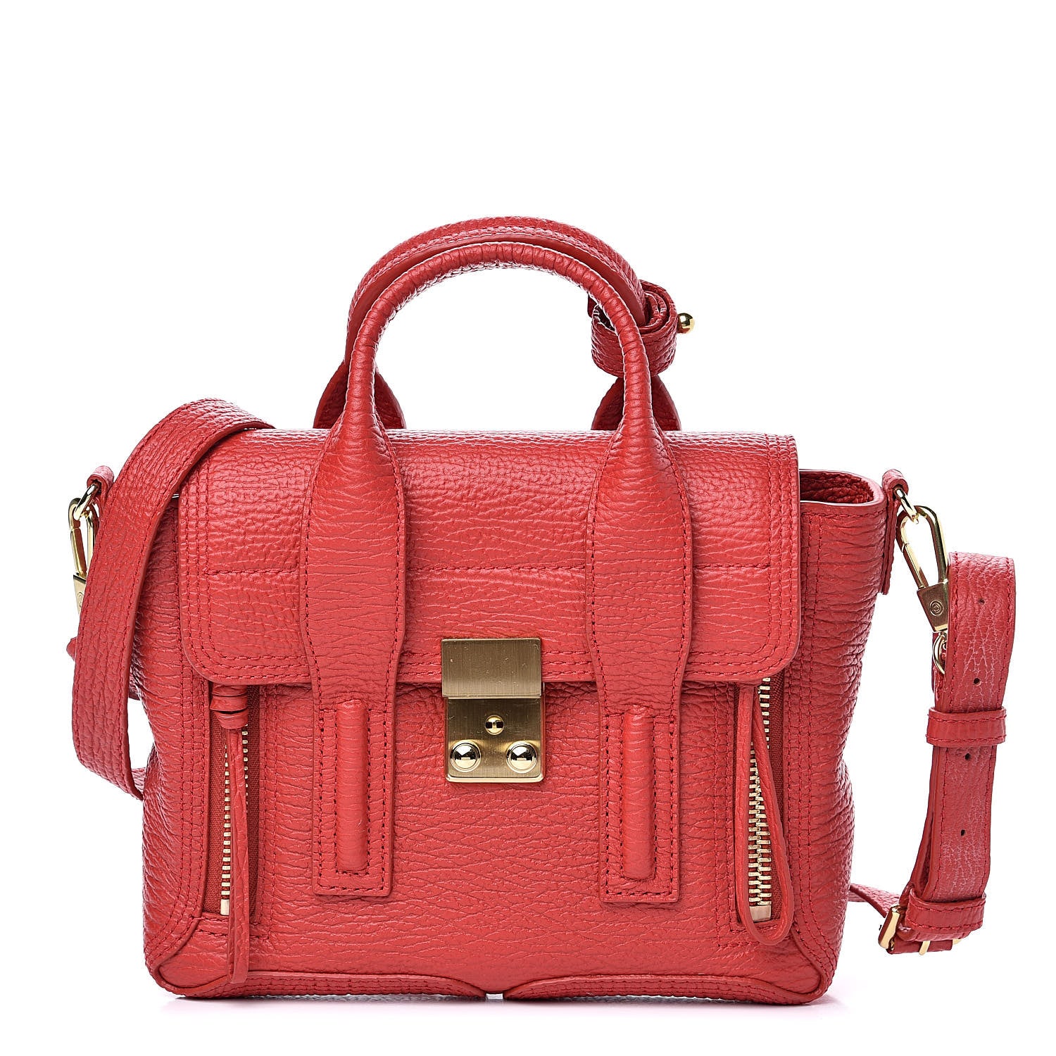3.1 Phillip Lim 3.1 Textured Calfskin Mini Pashli Satchel Red 1 of 11