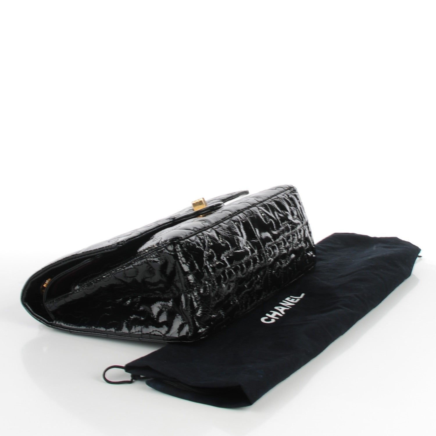 Chanel Crackled Patent Calfskin Puzzle 2.55 Reissue 226 Flap Black 4 of 8