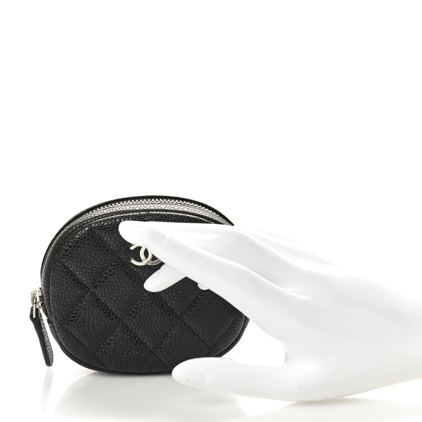 Caviar Quilted Zip Around Classic Coin Purse Black