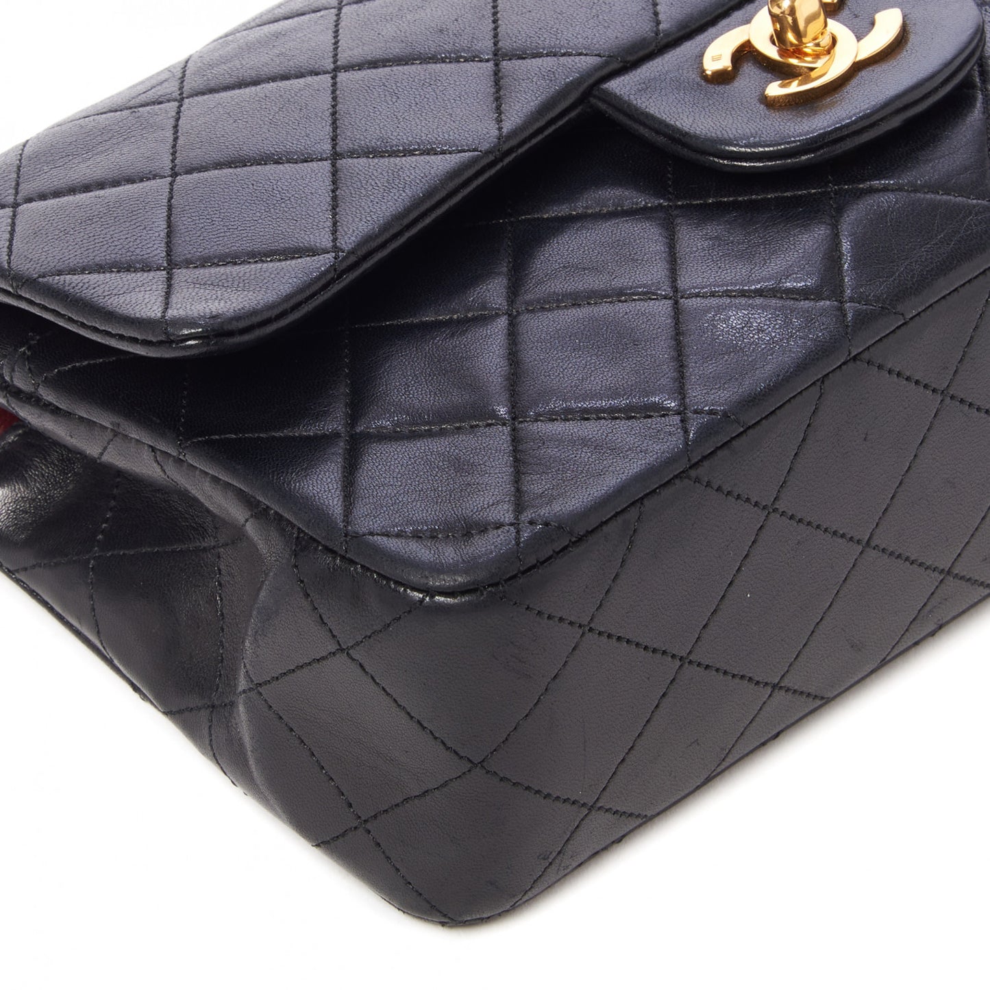 Lambskin Quilted Small Double Flap Black