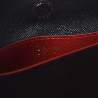 Prada Saffiano Cuir Large Double Bag Black Fuoco 8 of 9