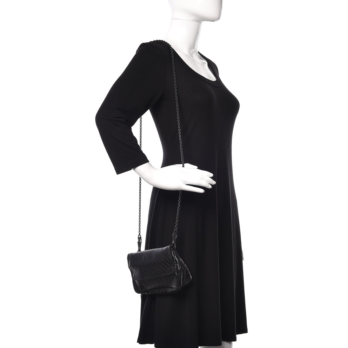 Nappa Intrecciato Mini Chain Messenger Black