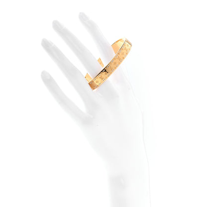 Louis Vuitton Brass Crystal Monogram Nanogram Strass Cuff S Gold 3 of 14