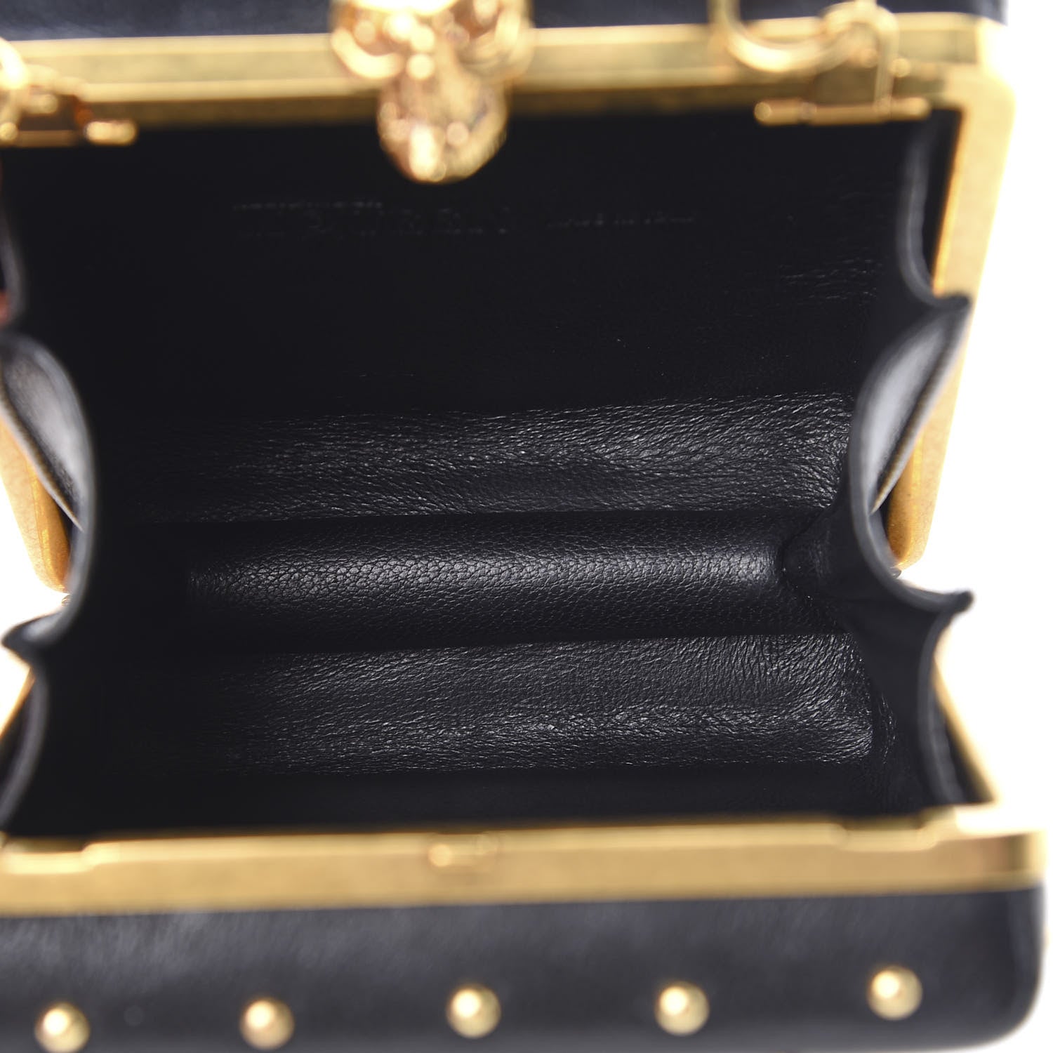 Alexander McQueen Nappa Studded Skull Box Chain Clutch Black Gold 5 of 10