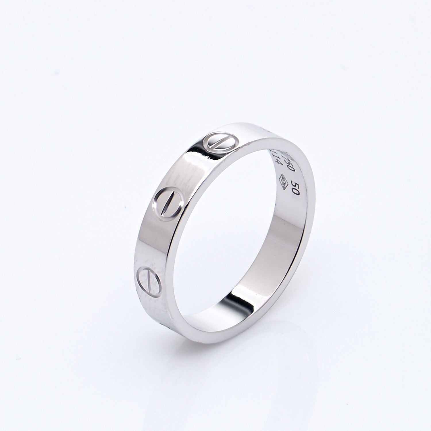 Cartier 18K White Gold 3.5mm LOVE Wedding Band Ring 50 5.25 6 of 6