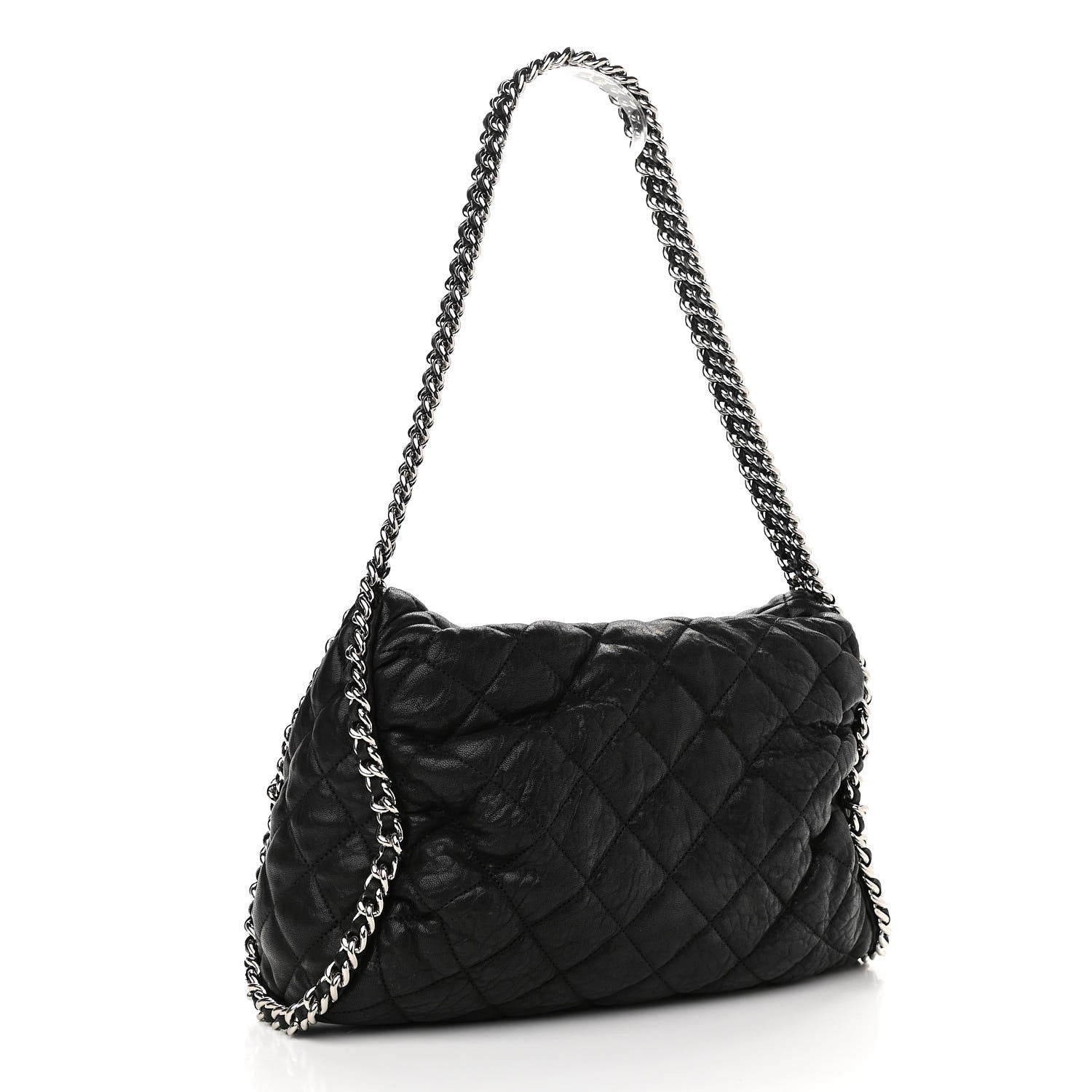 Chanel Washed Lambskin Chain Around Hobo Black 3 of 10