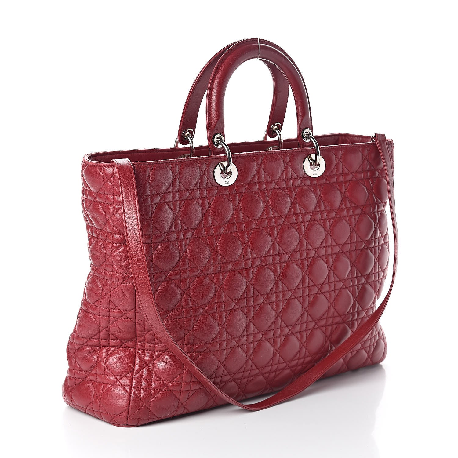 Christian Dior Lambskin Cannage Large Lady Dior Red 3 of 12