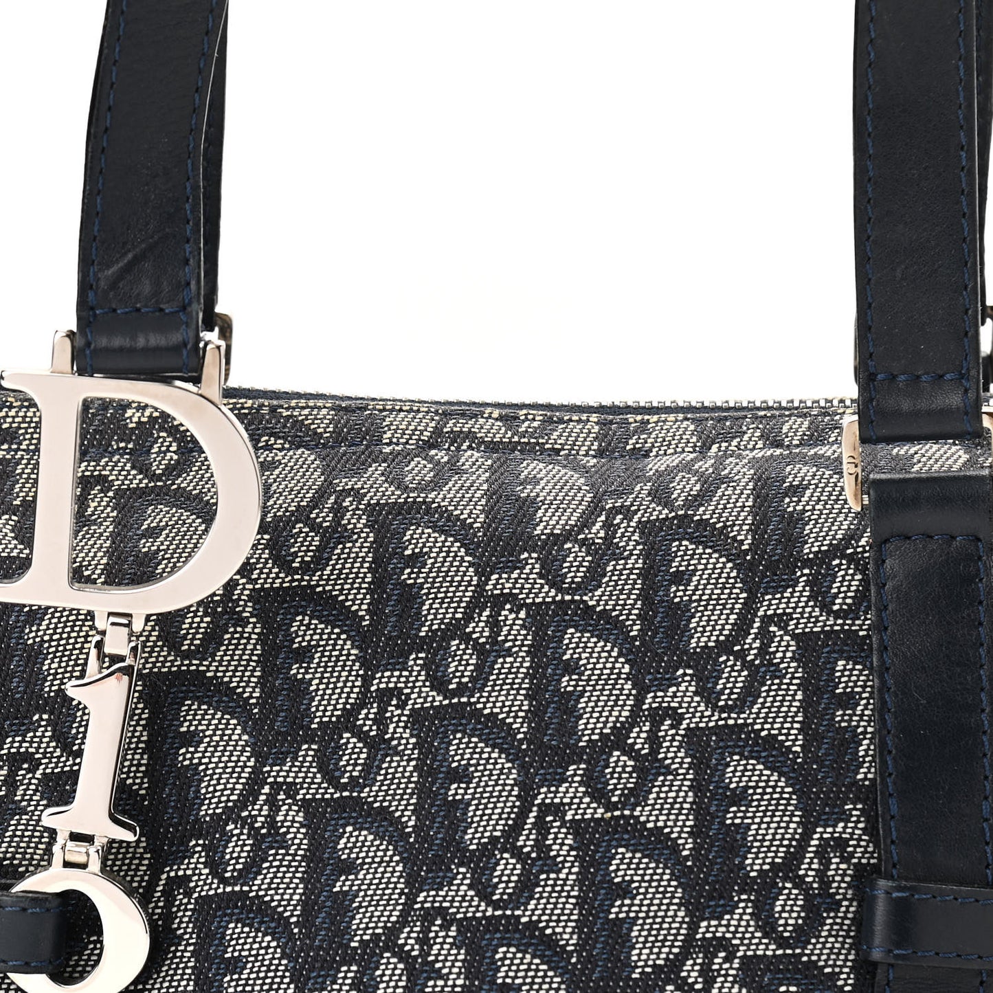 Denim Monogram Charms Shoulder Bag Blue