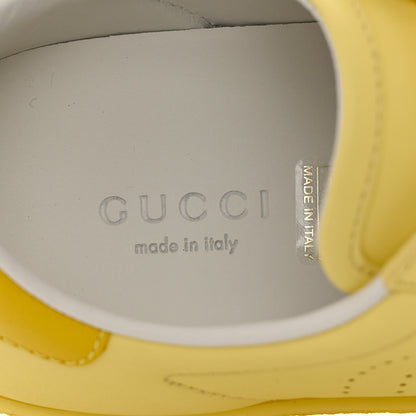 Gucci Calfskin Interlocking G Perforated Womens Ace Sneakers 35 Banana Straw Yellow 7 of 10