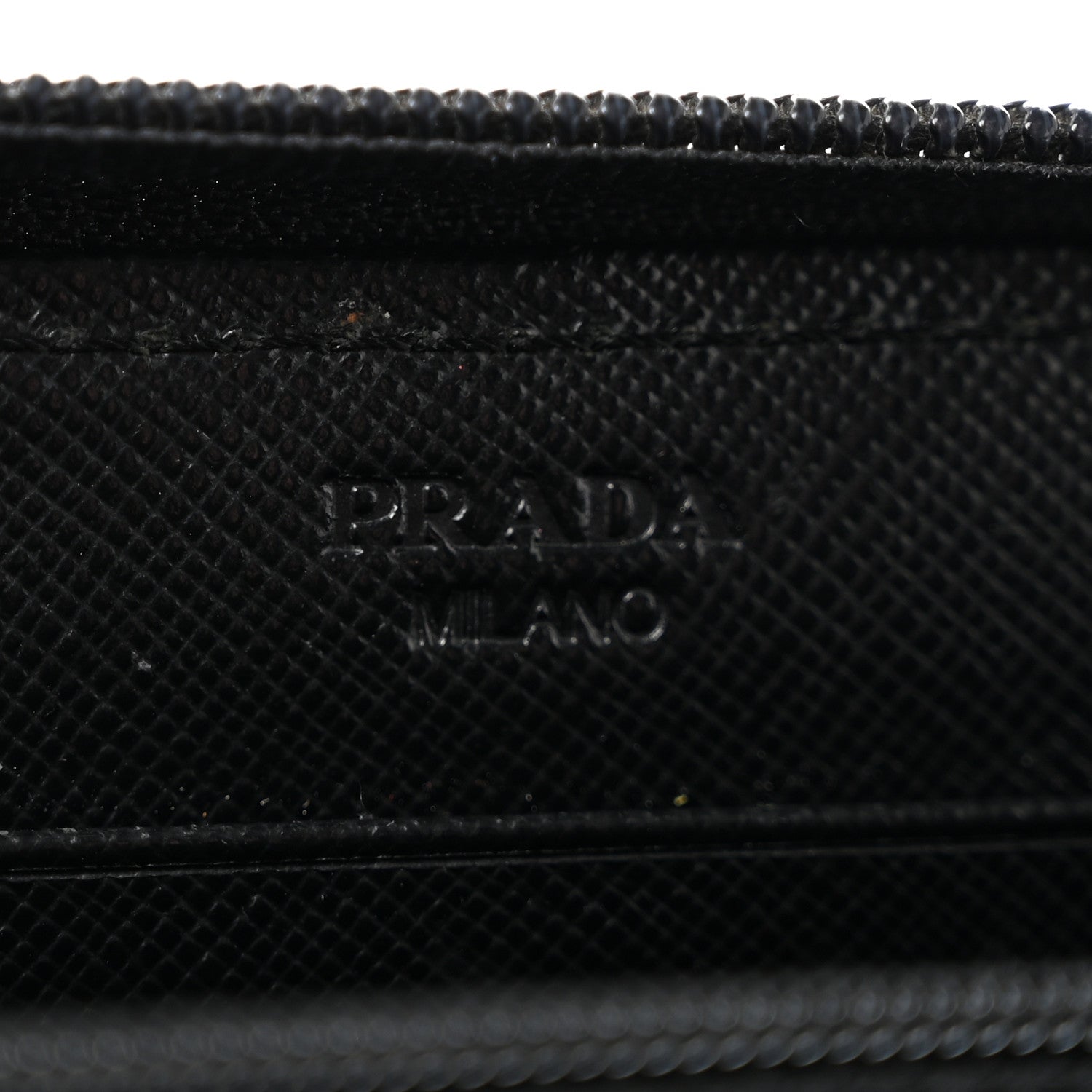 Prada Saffiano Triangle Zip Around Wallet Black 6 of 11