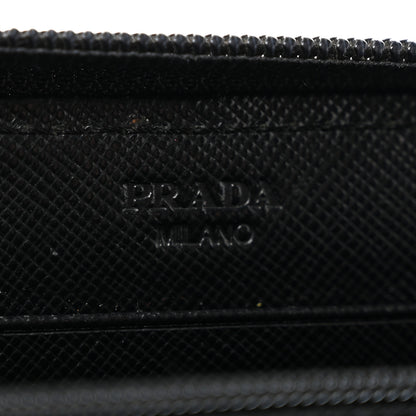 Prada Saffiano Triangle Zip Around Wallet Black 6 of 11