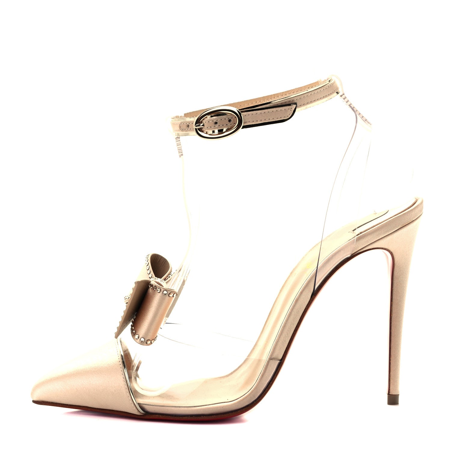 Christian Louboutin Satin PVC Specchio Naked Bow 100 Pumps 36 Version Nude 2 of 20