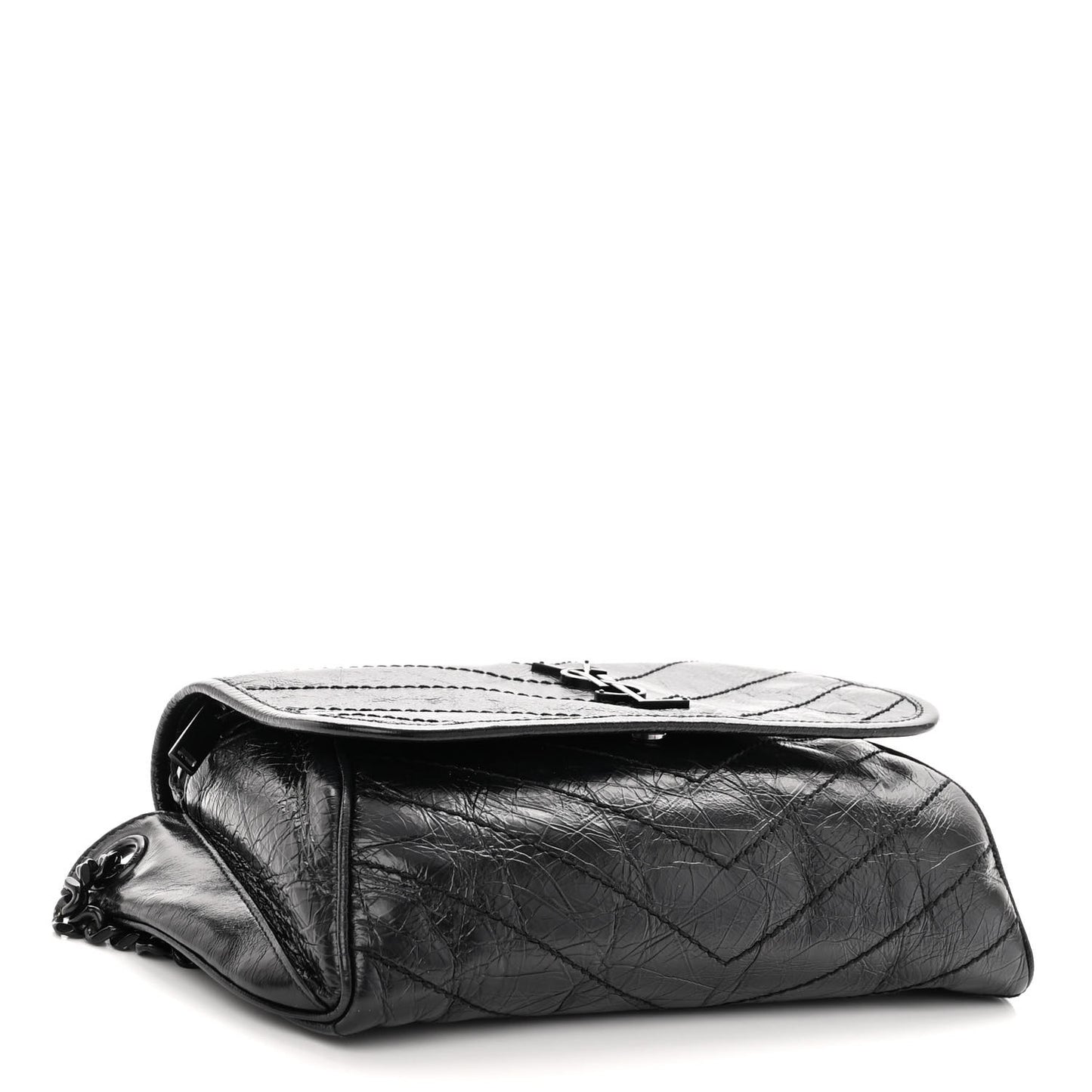 Crinkled Calfskin Matelasse Monogram Niki Body Bag Black