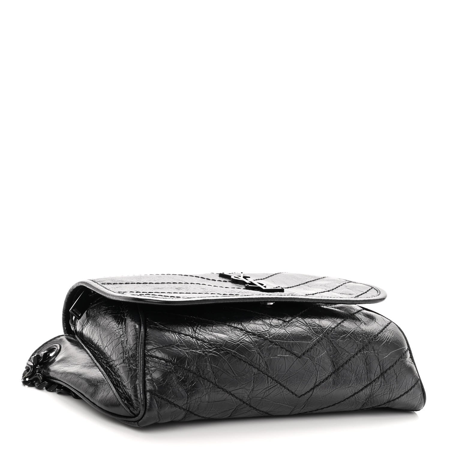 Saint Laurent Crinkled Calfskin Matelasse Monogram Niki Body Bag Black 4 of 12