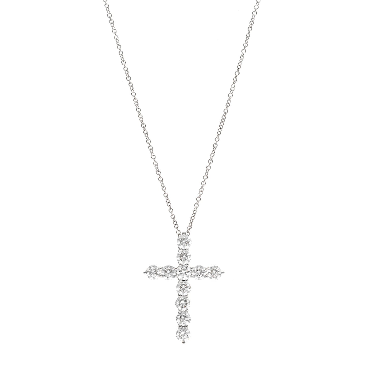 Platinum Diamond Large Cross Pendant Necklace