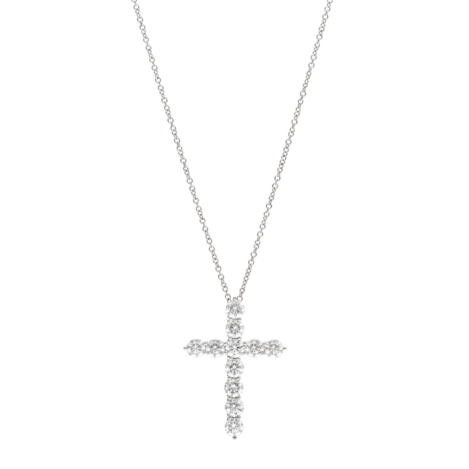 Tiffany Platinum Diamond Large Cross Pendant Necklace 1 of 6