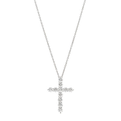 Tiffany Platinum Diamond Large Cross Pendant Necklace 1 of 6