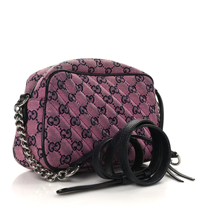 Gucci Monogram Multicolor Matelasse Diagonal Small GG Marmont Chain Shoulder Bag Pink Blue 3 of 10