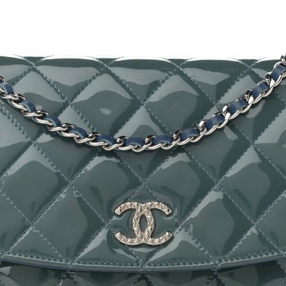 Chanel Patent Quilted Brilliant Wallet On Chain WOC Blue 8 of 12