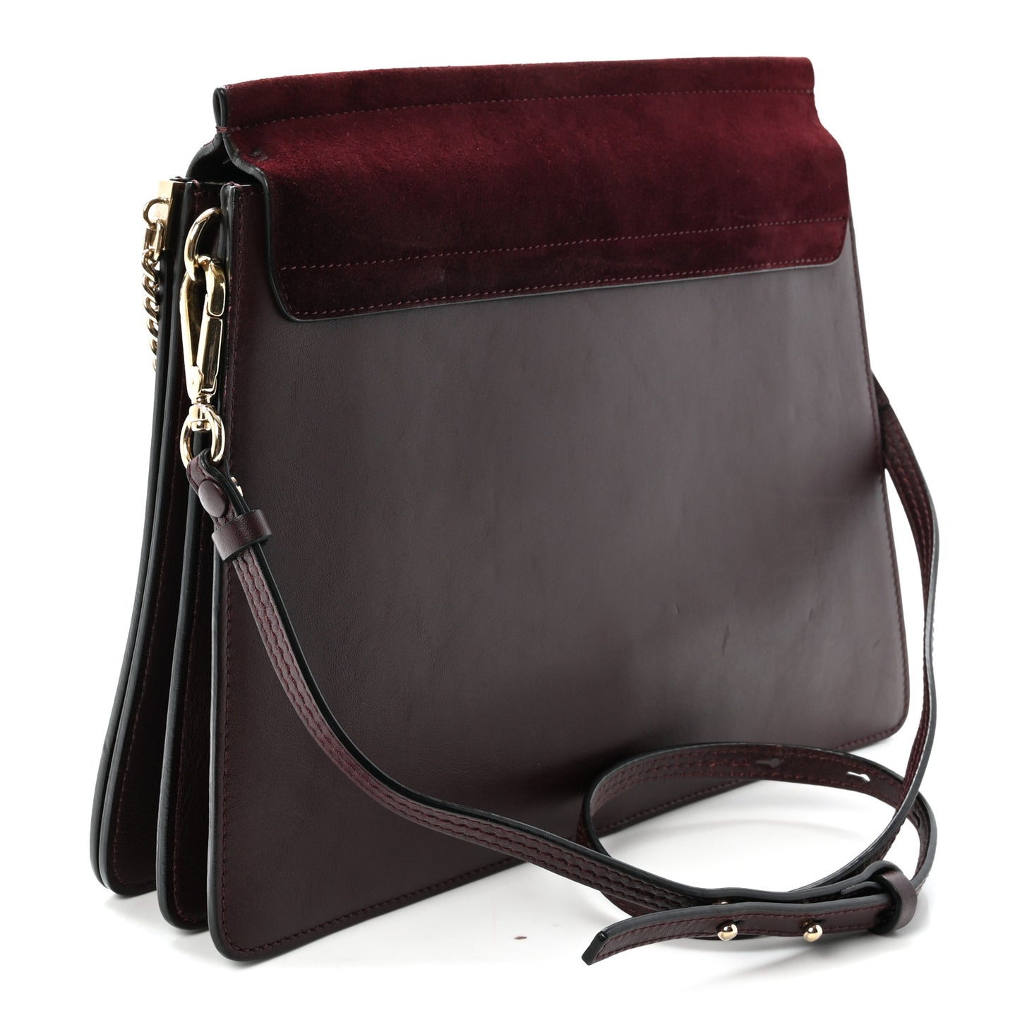 Calfskin Suede Medium Faye Shoulder Bag Dark Purple