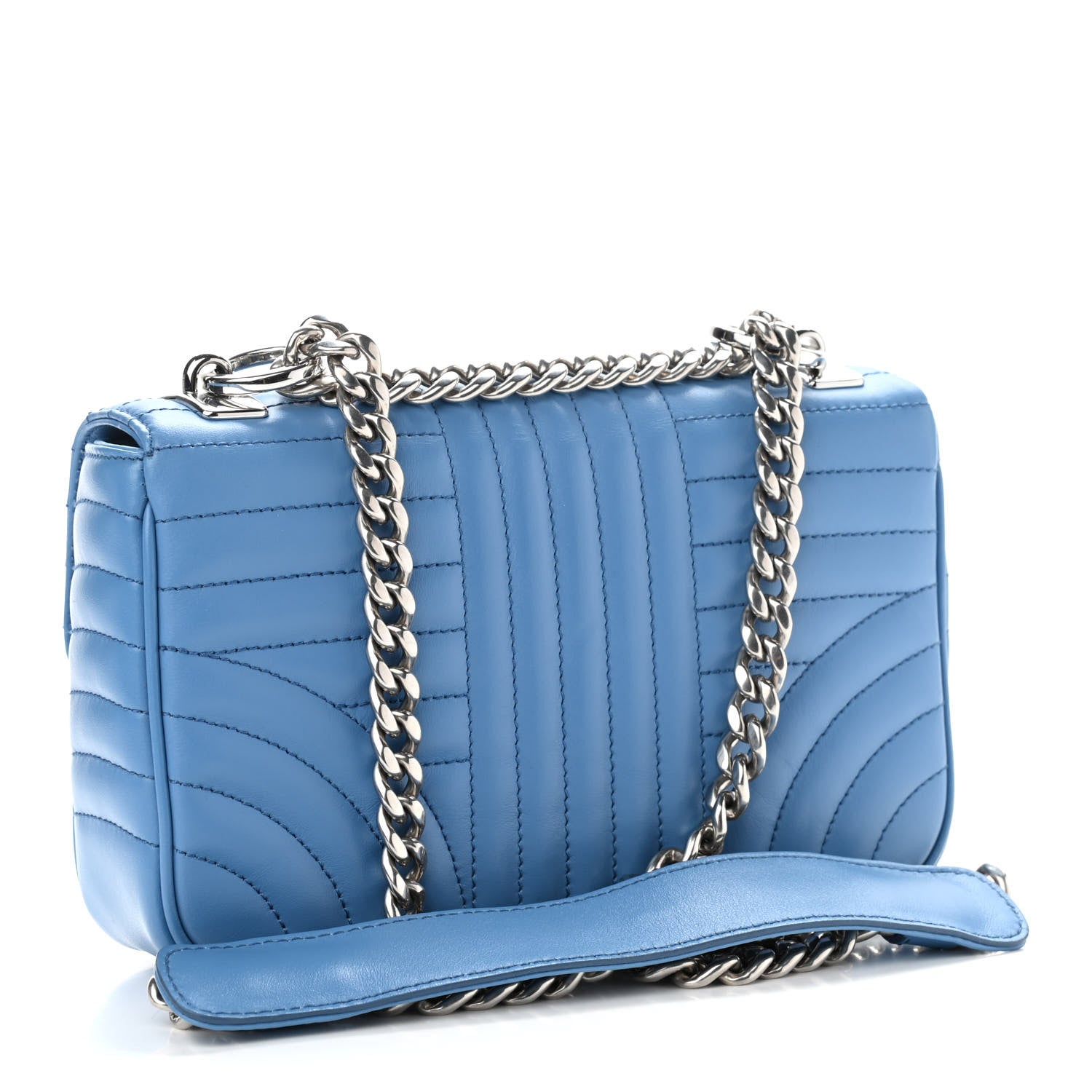 Prada Soft Calfskin Impunture Diagramme Small Chain Flap Shoulder Bag Astrale 3 of 9