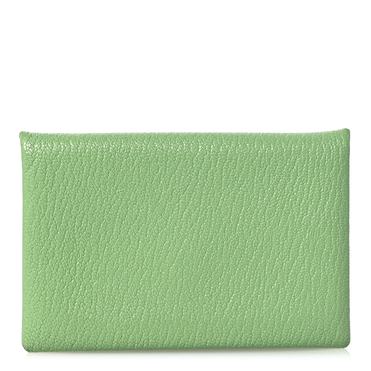 Hermes Chevre Mysore Verso Calvi Card Case Vert Criquet Caramel 1 of 12