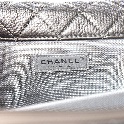 Chanel Metallic Calfskin Quilted XXL Travel Flap Bag Dark Silver 6 of 10
