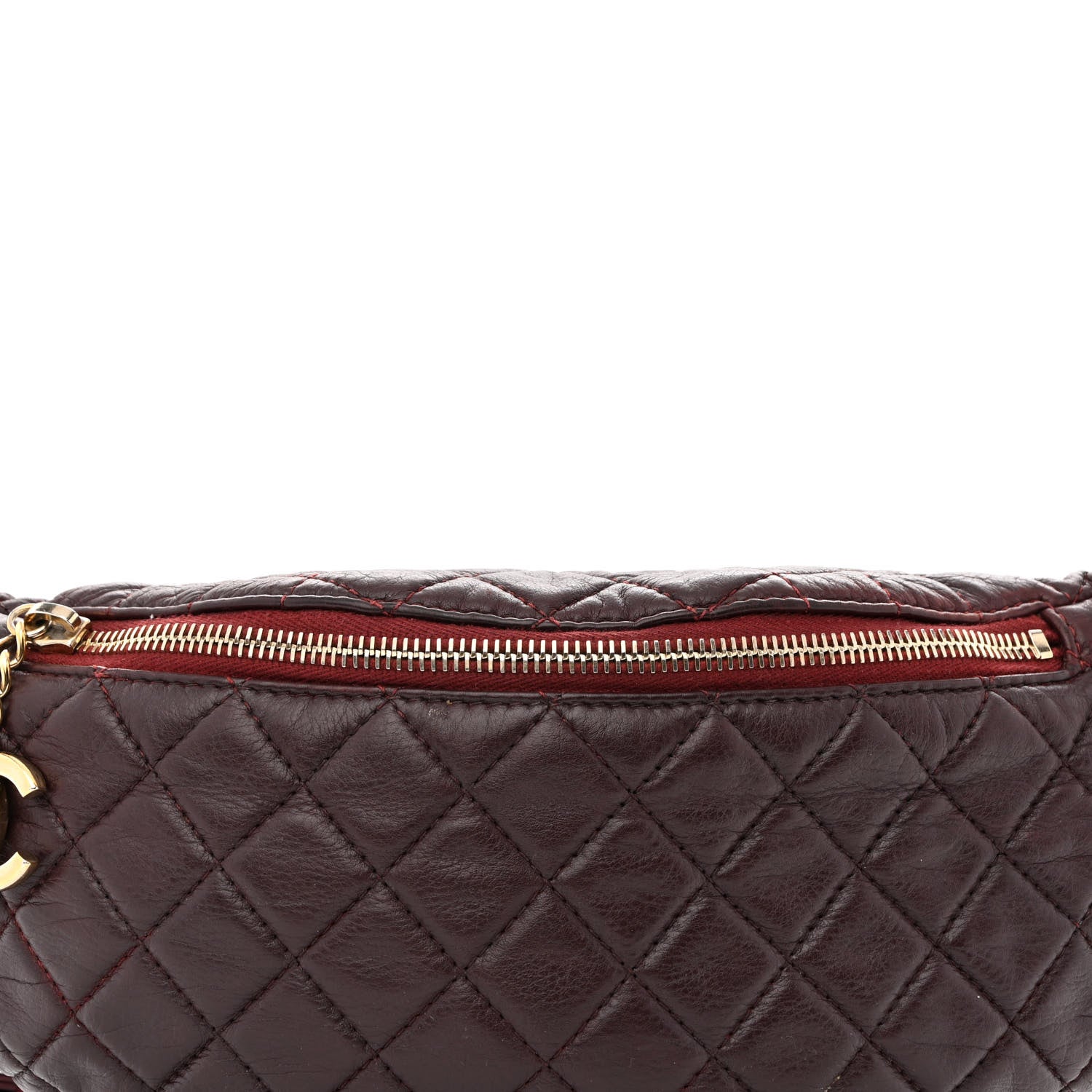 Chanel Calfskin Quilted Banane Waist Bag Fanny Pack Burgundy 8 of 13