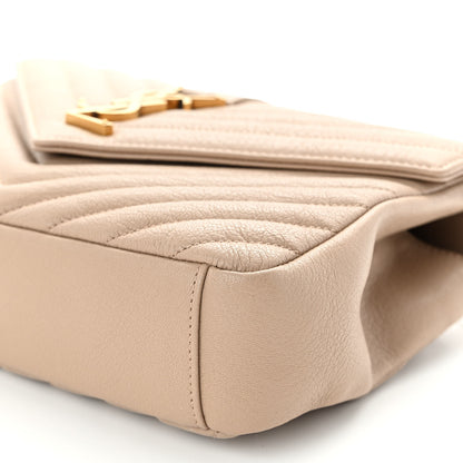 Saint Laurent Sheepskin Matelasse Chevron Monogram Medium College Bag Dark Beige 10 of 10