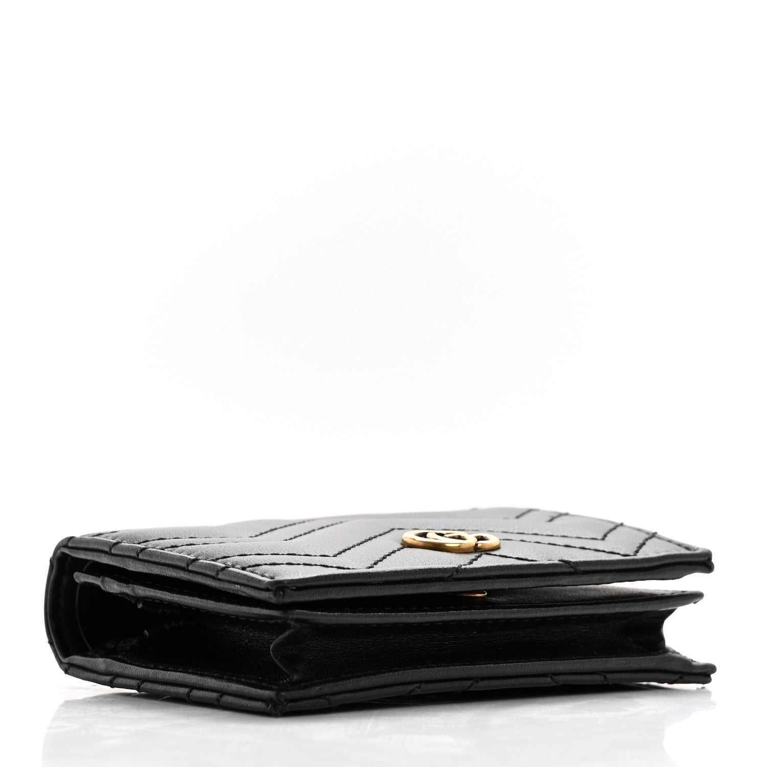 Gucci Calfskin Matelasse GG Marmont Card Case Wallet Black 4 of 9