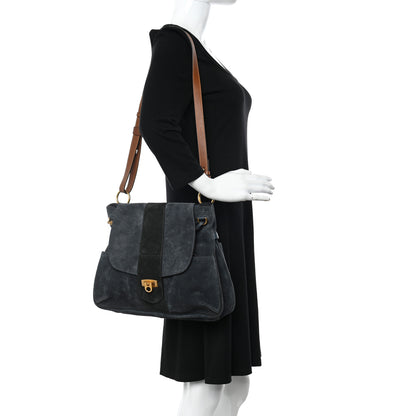 Chloe Suede Medium Lexa Shoulder Bag Silver Blue 2 of 10