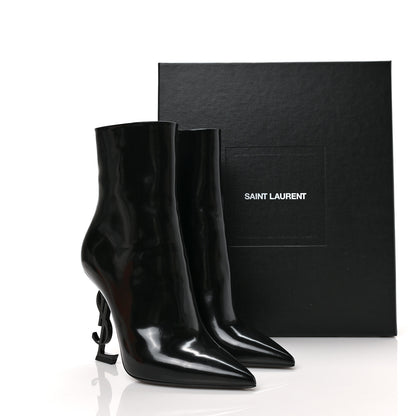 Saint Laurent Glazed Calfskin Opyum Ankle Boots 38 Black 8 of 8