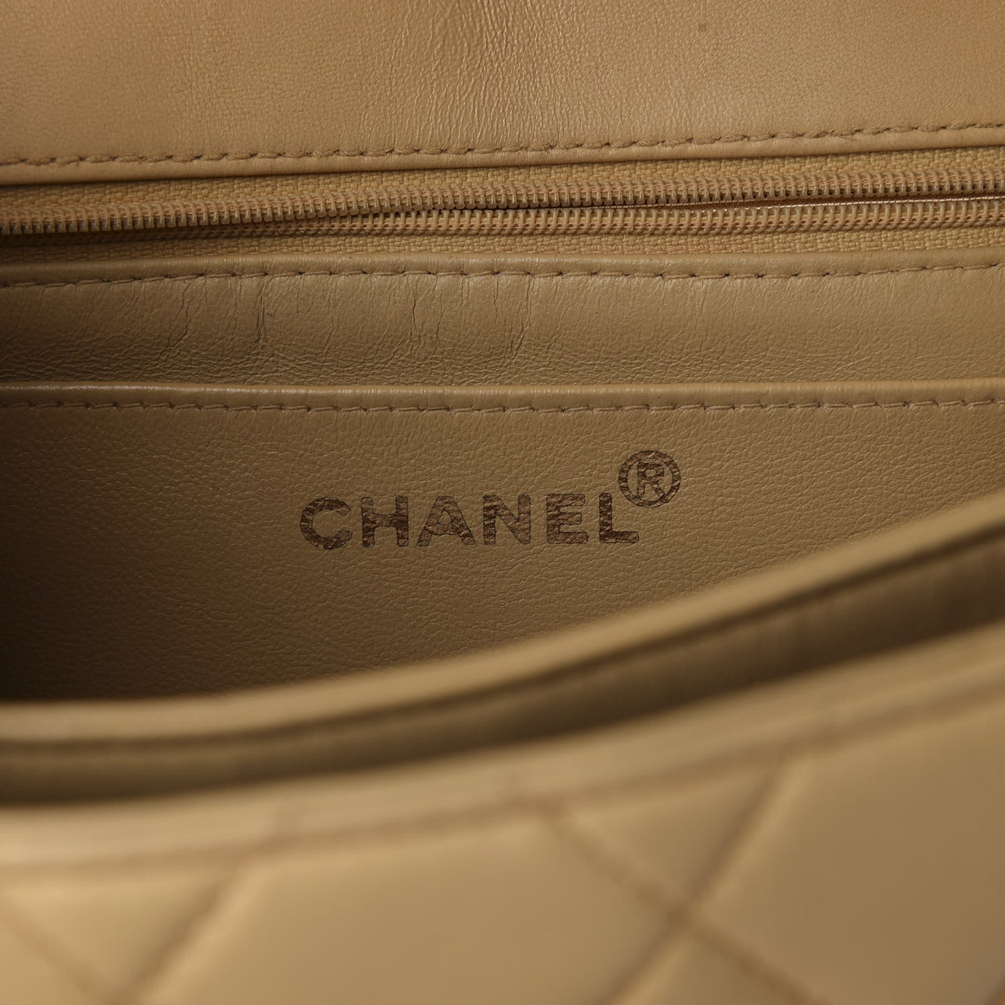 Lambskin Quilted Medium Envelope Flap Beige