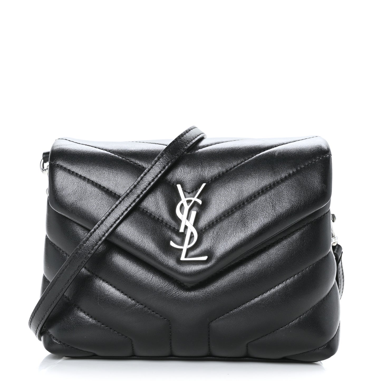 Calfskin Y Quilted Monogram Toy Loulou Crossbody Bag Black