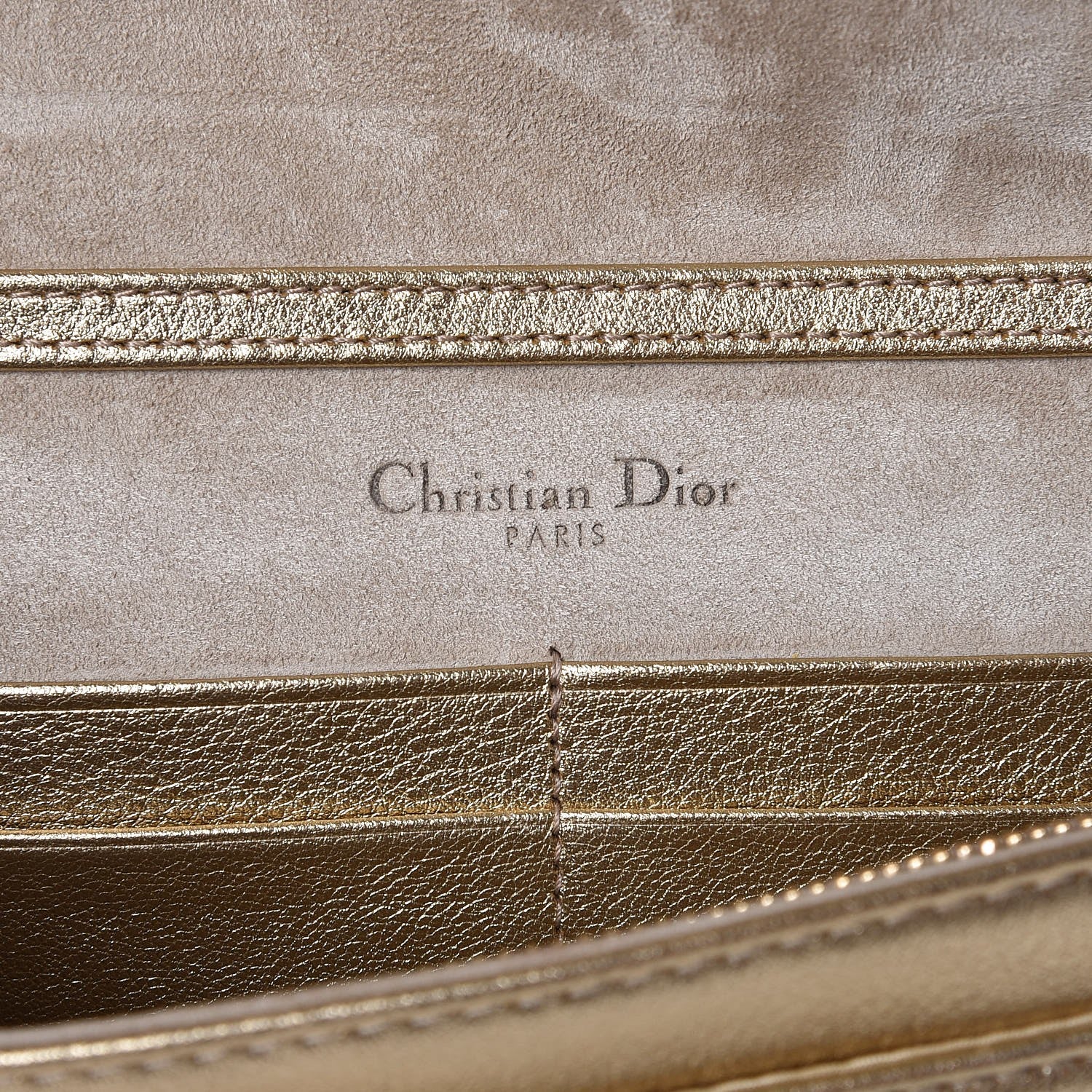 Christian Dior Metallic Calfskin Diorama Wallet on Chain Pouch Light Gold 6 of 7