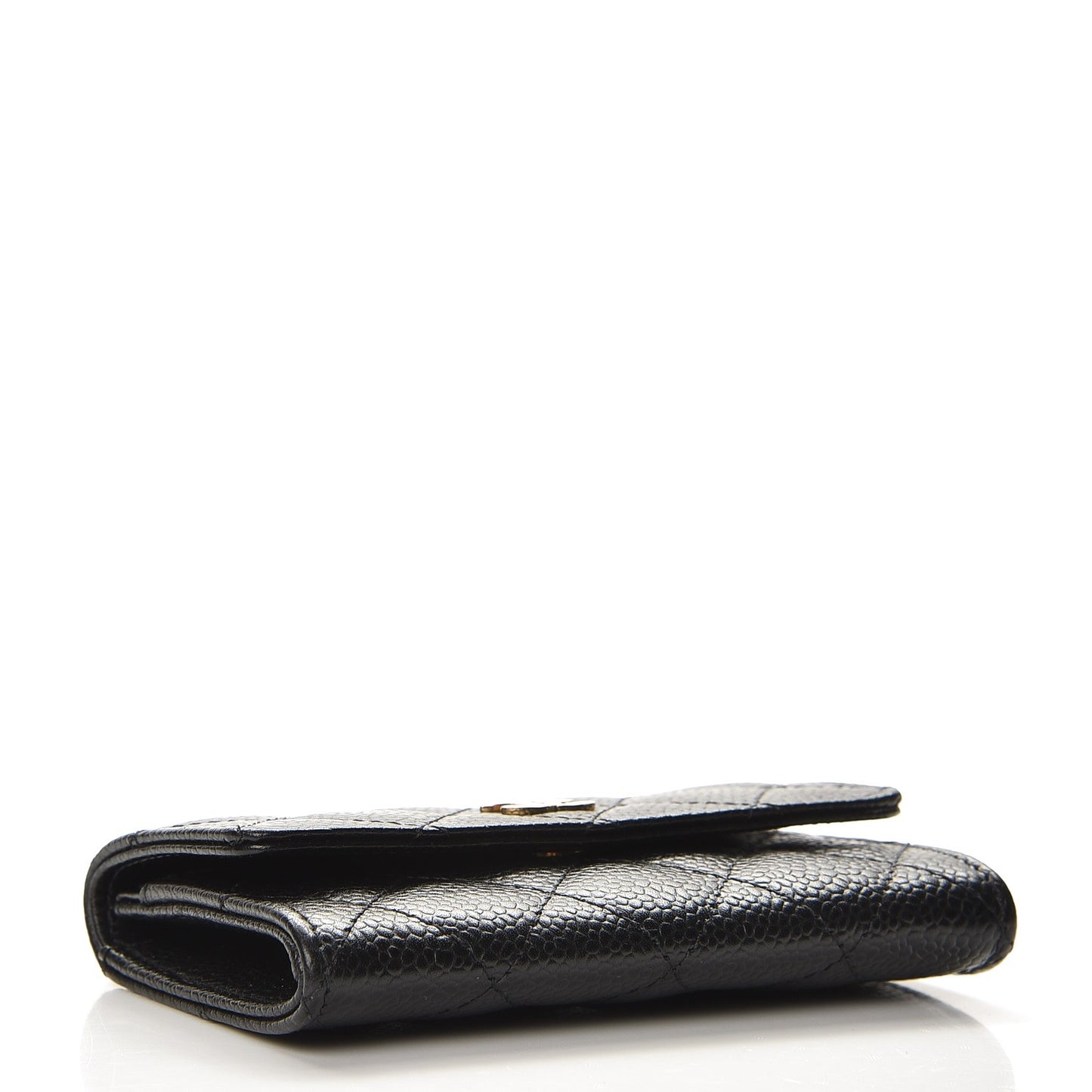 Caviar Quilted Flap Card Holder Black