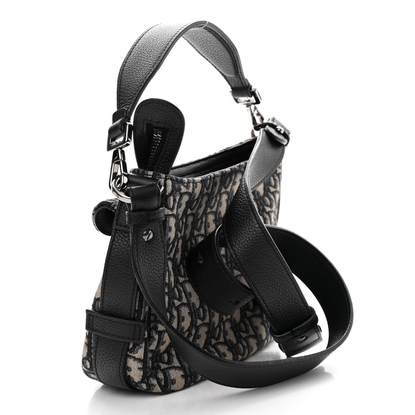 Oblique Mini Soft Saddle Bag Beige Black