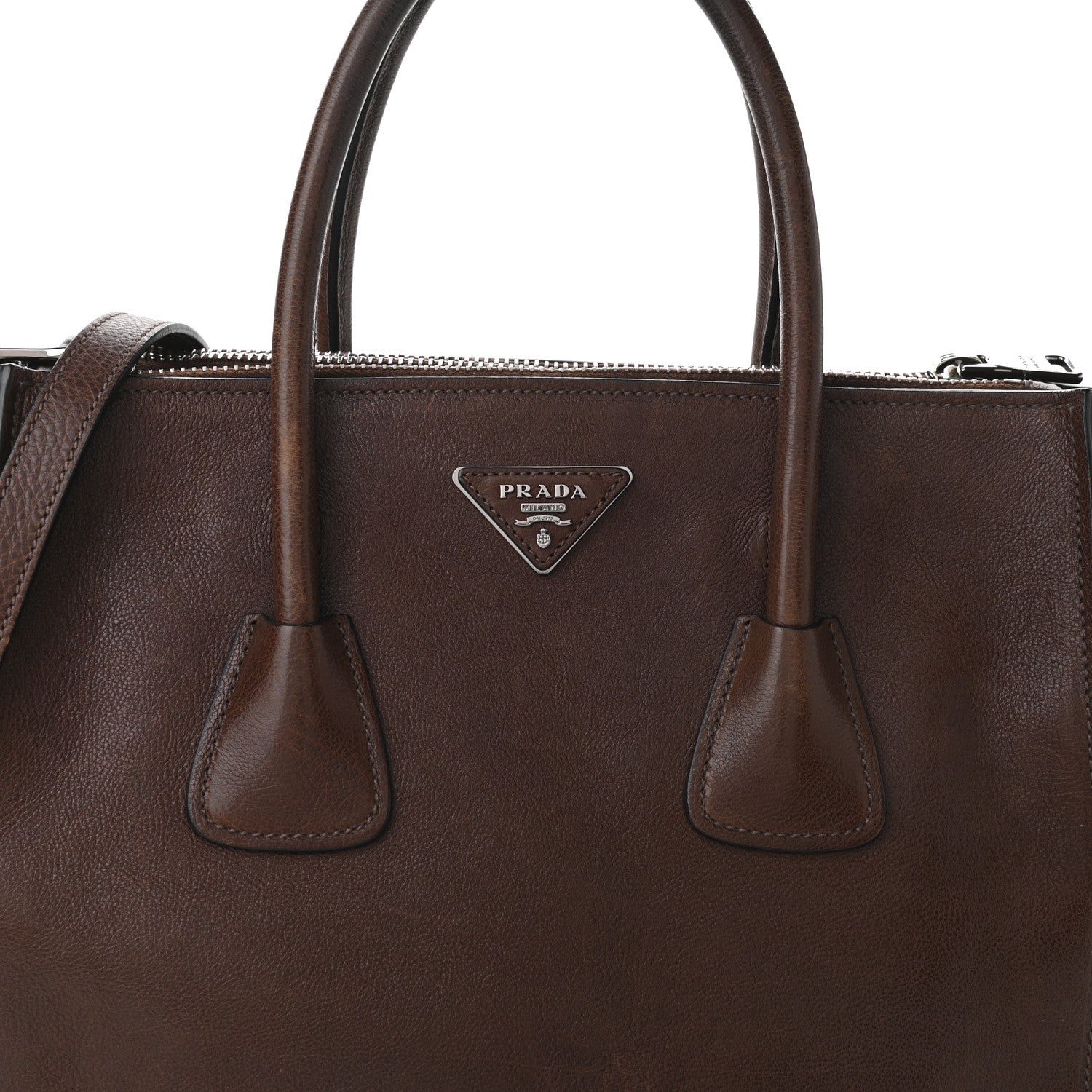 Prada Glace Calf Twin Pocket Tote Bruciato 8 of 17