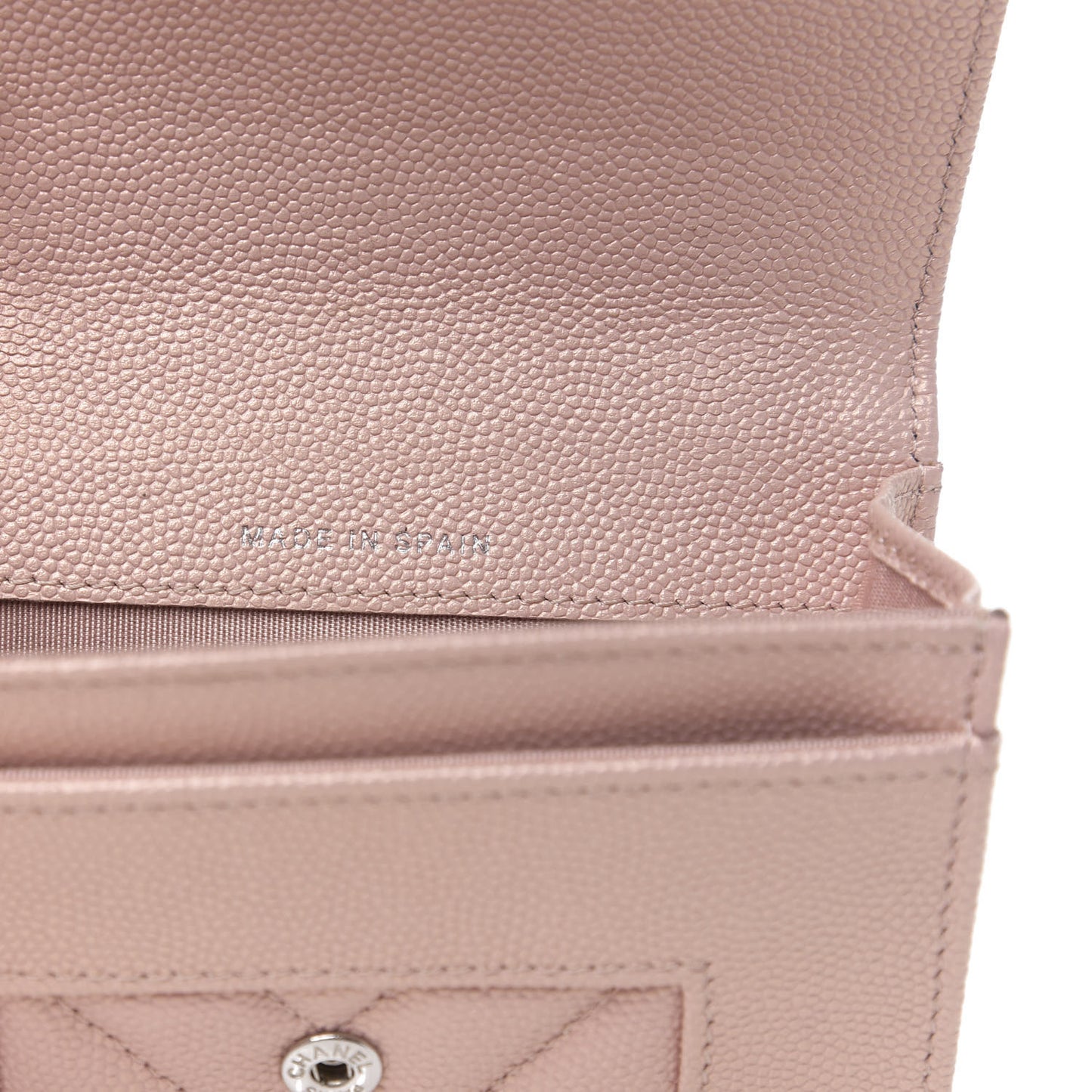 Metallic Caviar Chevron Quilted Vintage Mademoiselle Flap Card Holder Pink