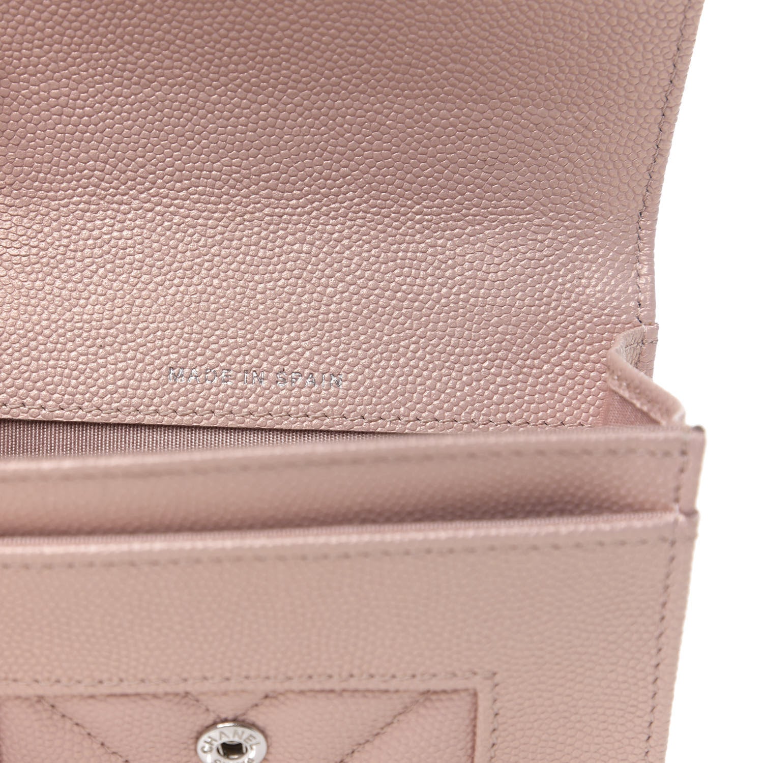 Chanel Metallic Caviar Chevron Quilted Vintage Mademoiselle Flap Card Holder Pink 6 of 8