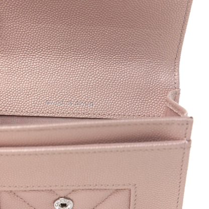 Chanel Metallic Caviar Chevron Quilted Vintage Mademoiselle Flap Card Holder Pink 6 of 8