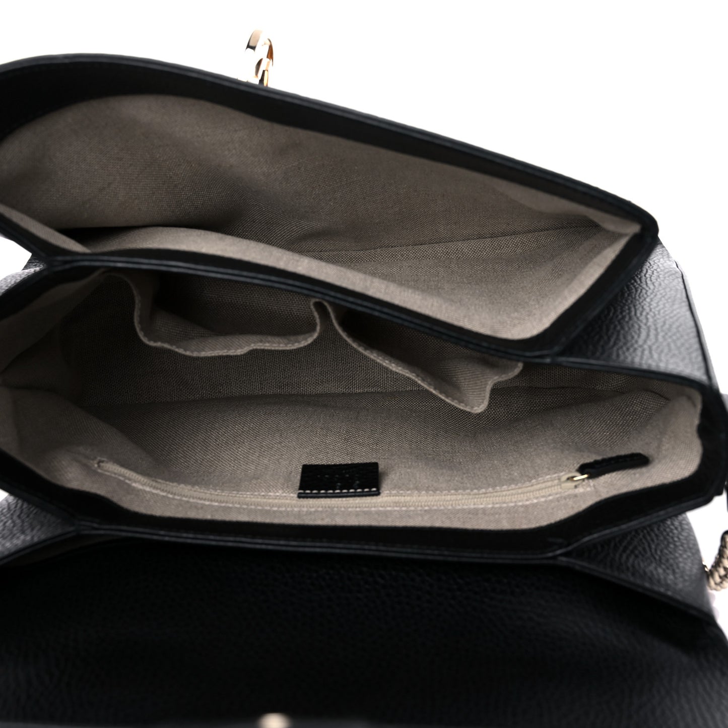 Dollar Calfskin Medium Interlocking G Top Handle Shoulder Bag Black