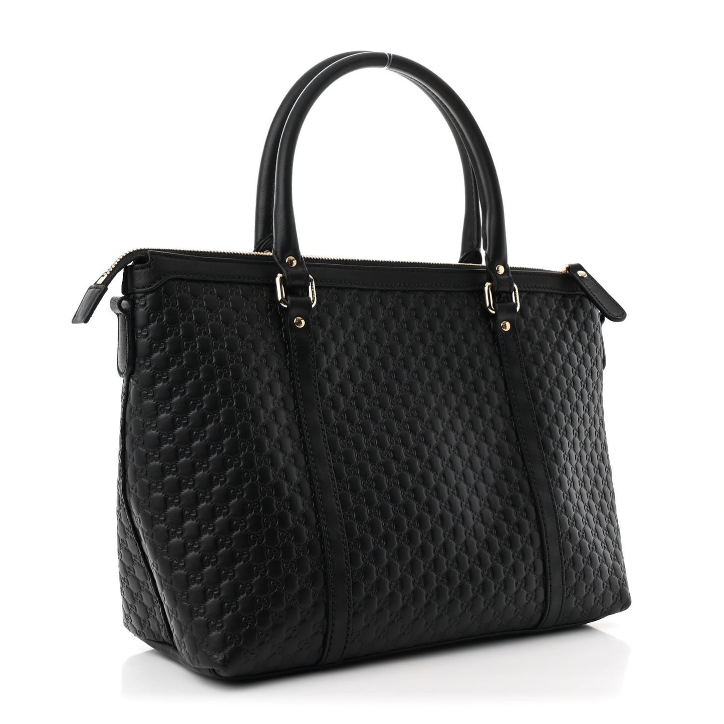 Soft Microguccissima Small Zippered Satchel Black