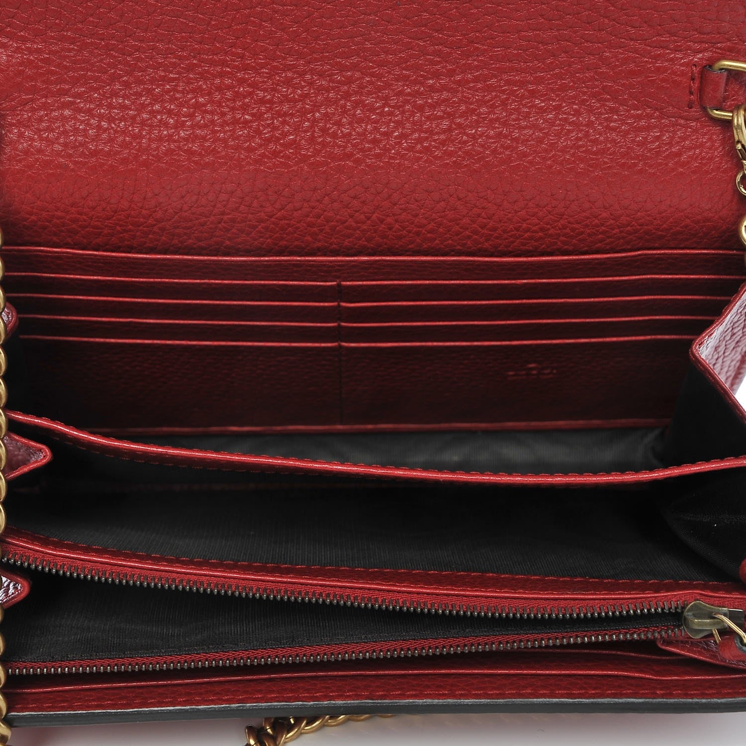 Gucci Calfskin GG Marmont Chain Wallet Vulcanic Red 5 of 10
