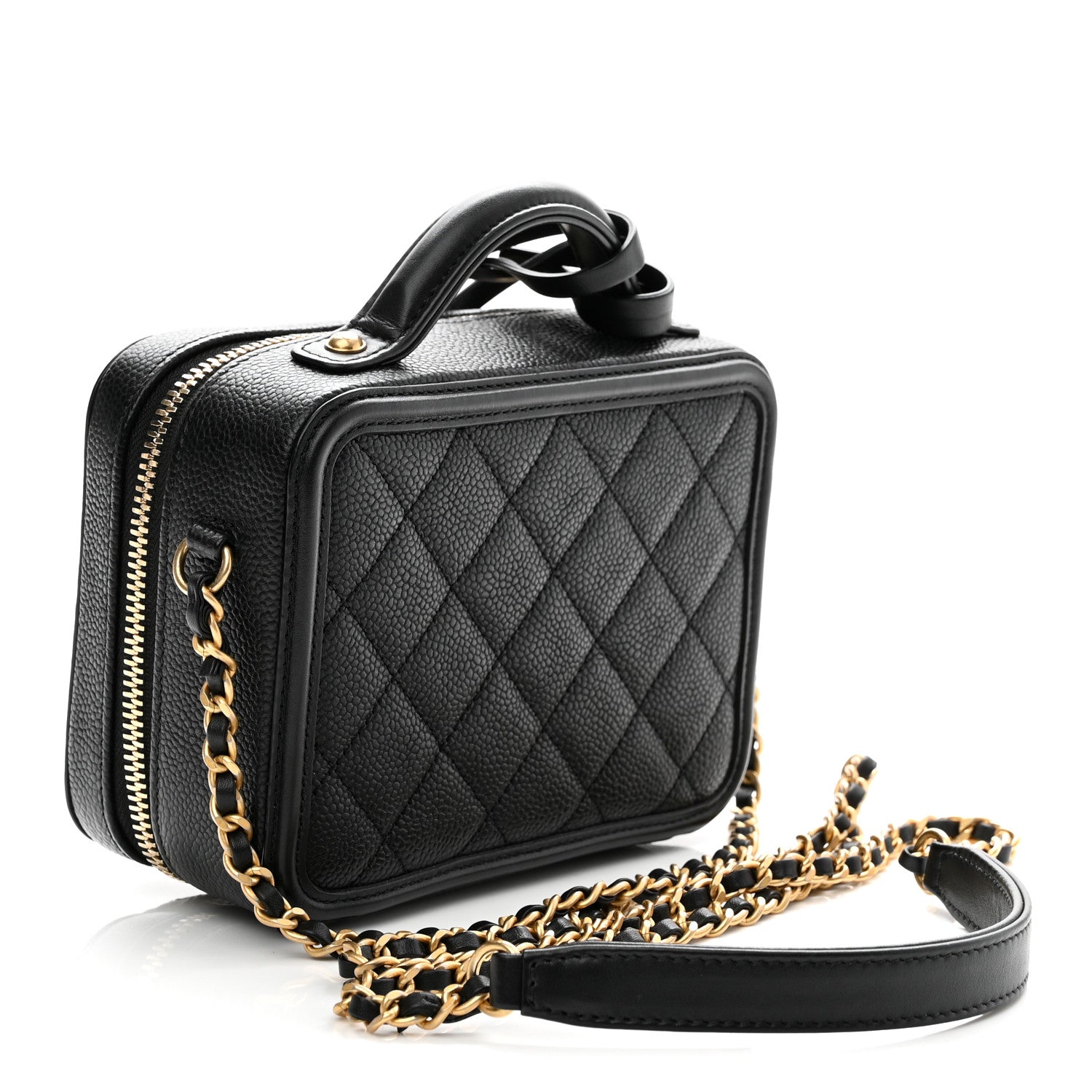 Chanel Caviar Quilted Small CC Filigree Vanity Case Black 3 of 10