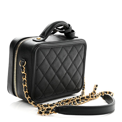 Chanel Caviar Quilted Small CC Filigree Vanity Case Black 3 of 10