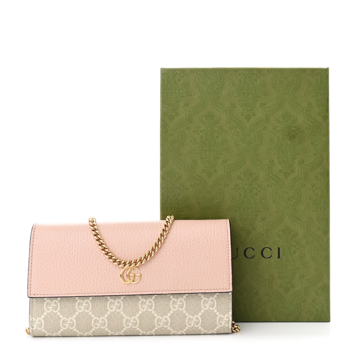 Gucci Dollar Calfskin GG Supreme Monogram Petite GG Marmont Wallet Chain Bag Perfect Pink 11 of 11