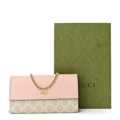 Gucci Dollar Calfskin GG Supreme Monogram Petite GG Marmont Wallet Chain Bag Perfect Pink 11 of 11