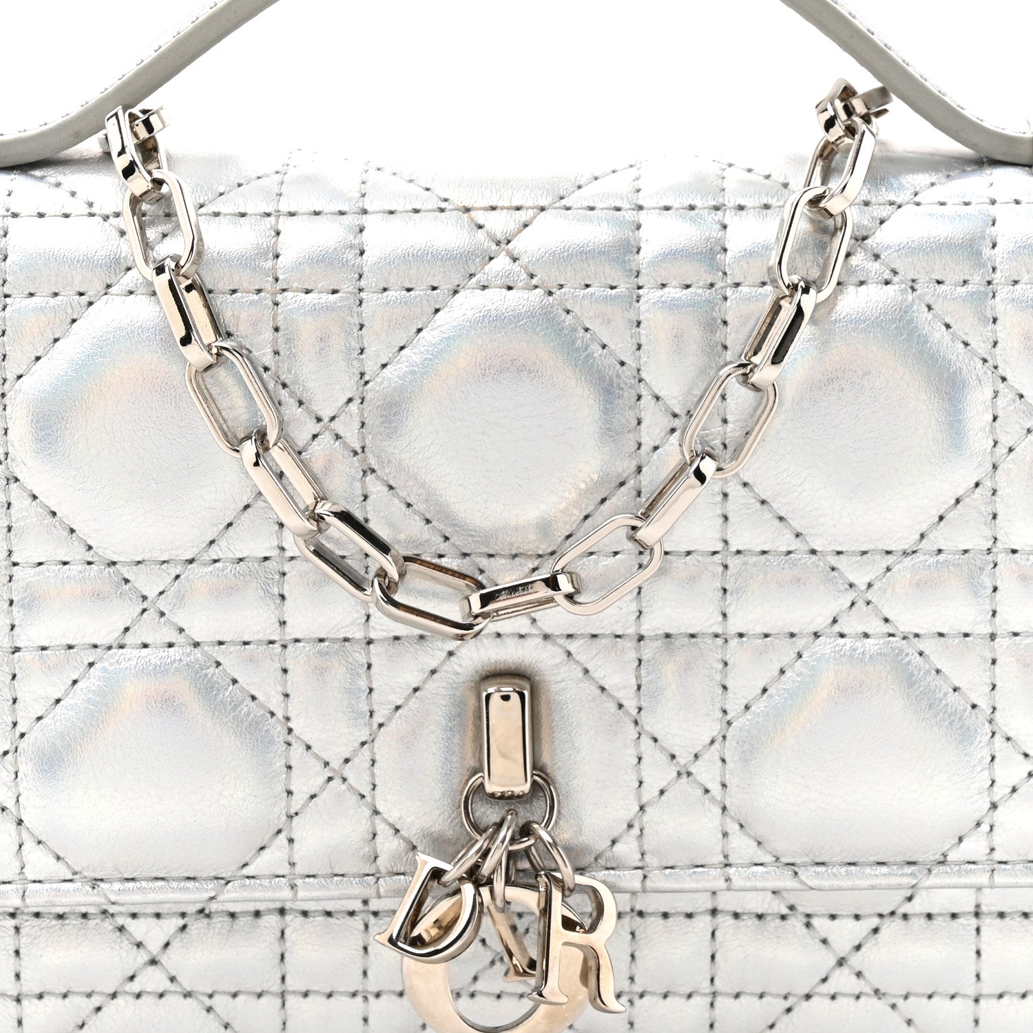 Christian Dior Iridescent Metallic Lambskin Cannage Mini My Dior Bag Silver 9 of 13